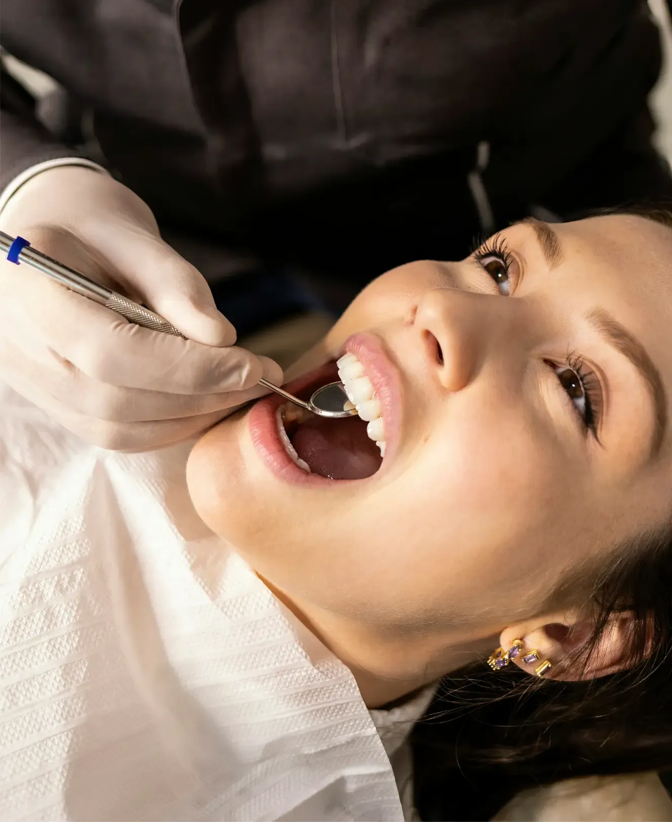 A patient having a dental check-up