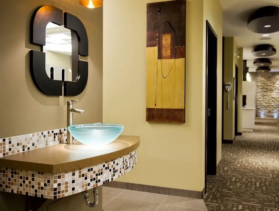 Hallway with a hand-washing sink at Creekside Dental